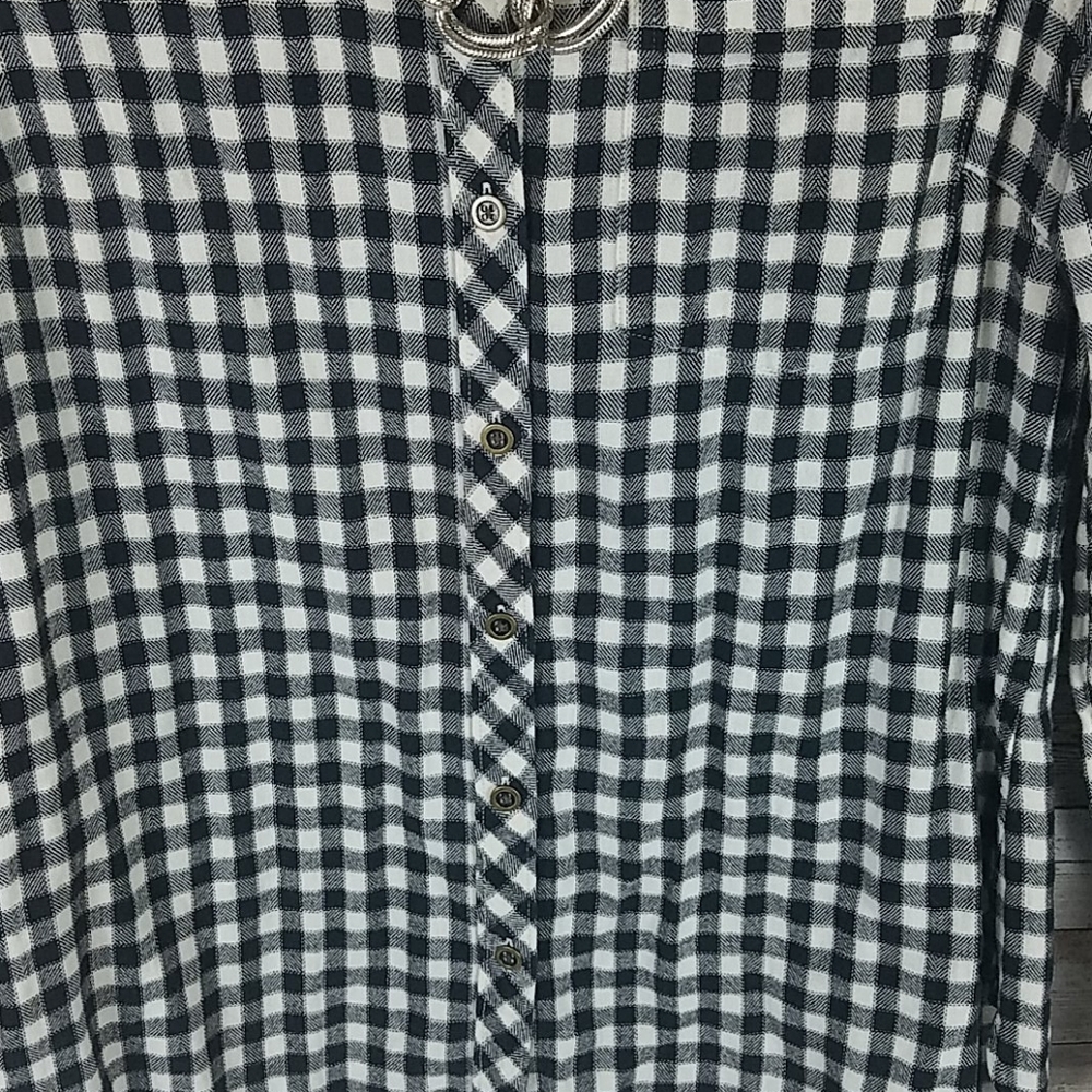 Lucky Brand, 0005, Black/White checkered top, Sz S - Picture 8 of 11